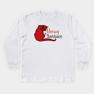 Meowy Christmas cat xmas Kids Long Sleeve T-Shirt